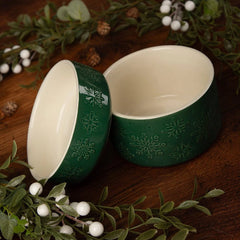 Snow Bowl Food & Drink Bowl Gift Set - Green