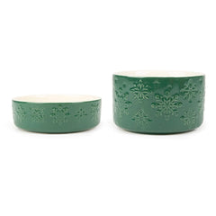 Snow Bowl Food & Drink Bowl Gift Set - Green