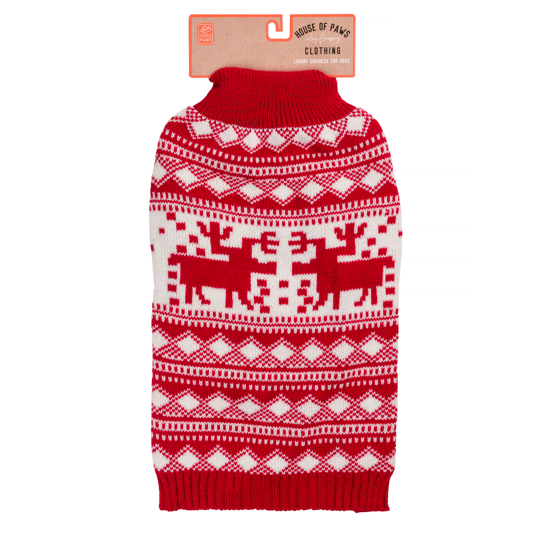 Christmas Reindeer Fairisle Polo Jumper by House of Paws