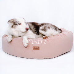 Personalised Donut Dog Bed In Blush Pink Velvet by Miaboo