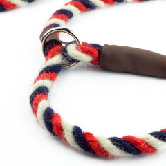 Red, White and Blue 100% British Wool Dog Slip Lead