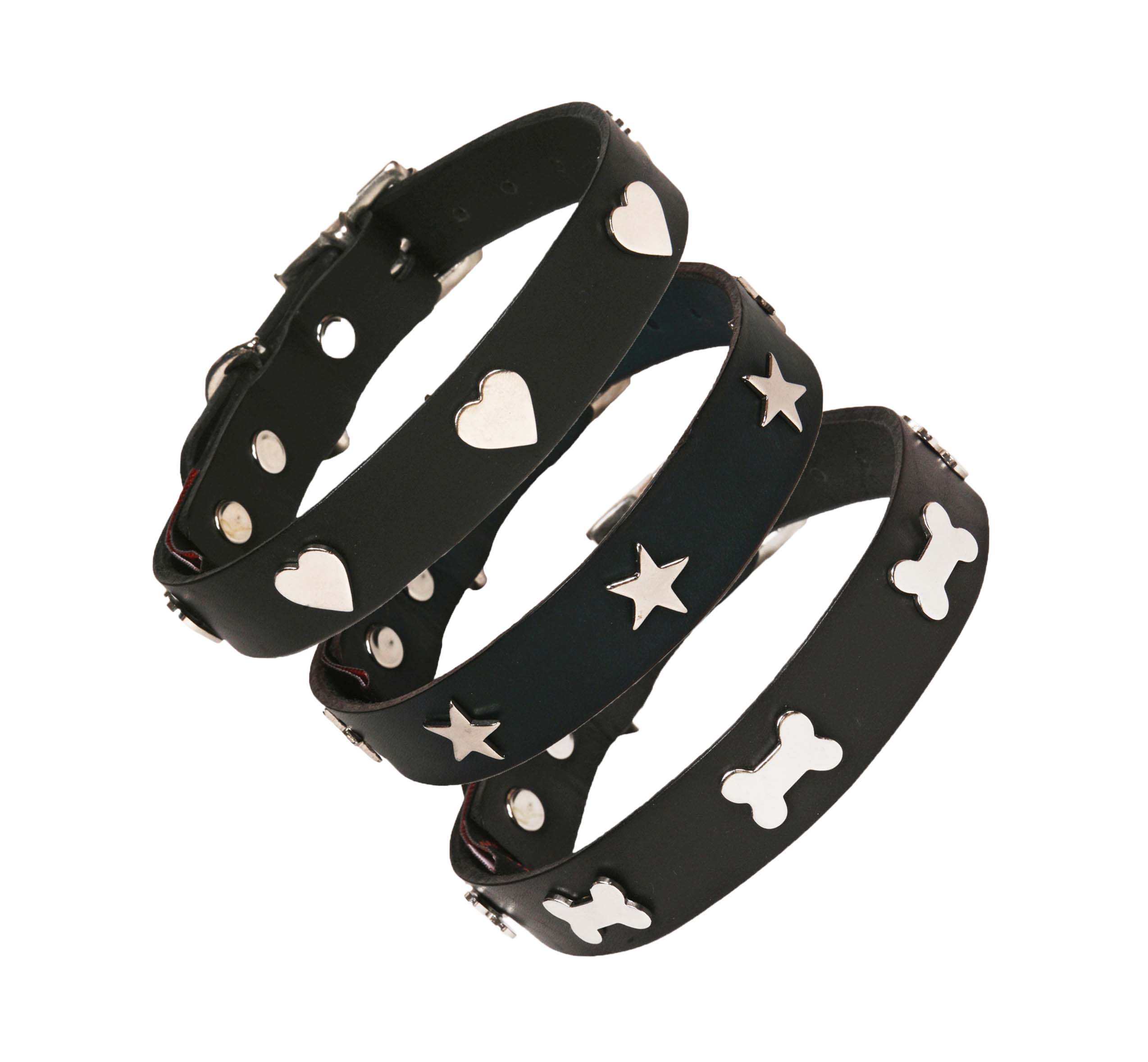Creature Clothes Black Leather Dog Collar With Silver Studs
