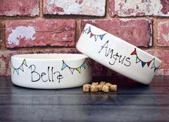 Personalised Bunting Design Dog Bowls | Crazy Fur You