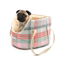 Mutts and Hounds Macaroon Check Tweed Dog Carrier