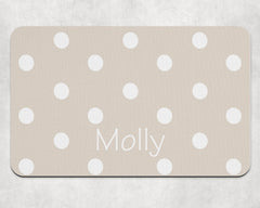 Personalised Polka Dot Dog Bowl and Mat Set