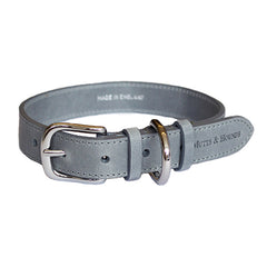 Mutts and Hounds Grey Leather Dog Collar and Lead Set