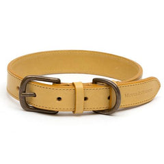 Mustard Full Leather Dog Collar | Mutts & Hounds