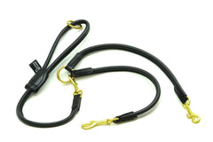 Black Luxury Leather Split Dog Lead Couplers by Dogs & Horses