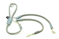 Grey Luxury Leather Split Dog Lead Couplers by Dogs & Horses