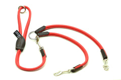 Red Luxury Leather Split Dog Lead Couplers by Dogs & Horses