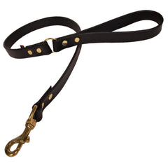 Creature Clothes Black Leather Dog Lead With Brass Studs