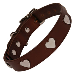 Creature Clothes Brown Leather Dog Collar With Silver 