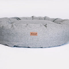 Luxury Misty Grey Weave Donut Dog Bed | Miaboo
