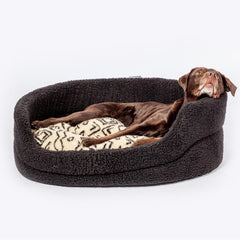 Danish Design Neutral Geometric Sherpa Fleece Slumber Dog Bed