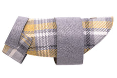 Bowl and Bone Grey Tweed Leaf Dog Coat | Luxury Dog Coats