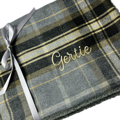 Personalised Luxury Double Layer Dog Blankets - Grey & Black Check