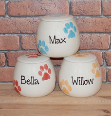 Personalised Ceramic Paw Prints Treat Jars