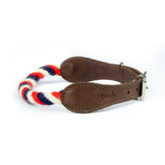 Red, White and Blue 100% British Wool Dog Collar