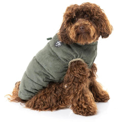 FuzzYard Mosman Corduroy Puffer Dog Jacket - Khaki