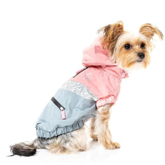 FuzzYard The Seattle Water Resistant Dog Raincoat - Pink and Grey