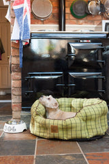 Green Tweed Oval Dog Sleeper Bed by House of Paws