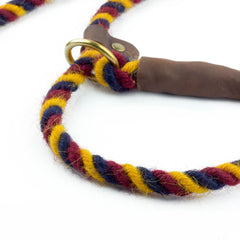 Blue, Burgundy and Yellow 100% British Wool Dog Slip Lead