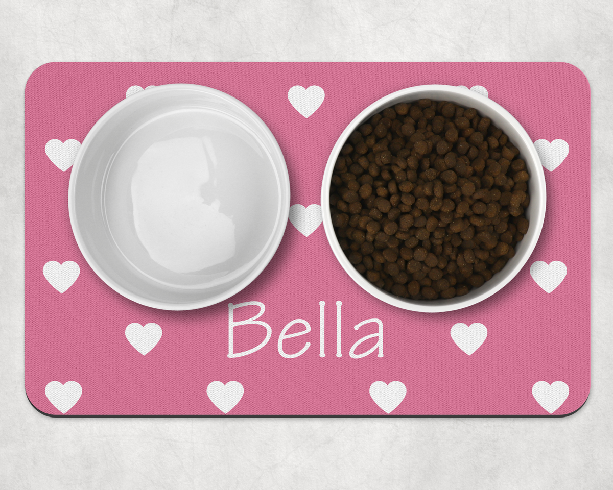 Personalised Pet Bowl Mat Love Pop Design