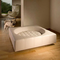 Luxury Faux Leather Cube Dog Bed