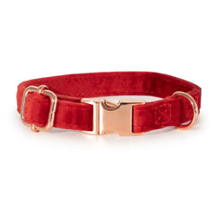 Luxury Red Velvet Dog Collar And Bow Tie Set | Fluffy Tailers
