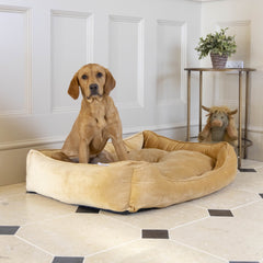 Mustard Velvet Square Dog Bed by House of Paws