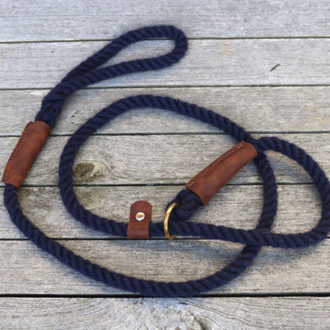 Navy Blue 100% British Wool Dog Slip Lead