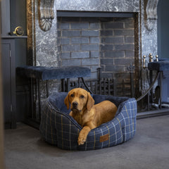 Navy Tweed Oval Snuggle Dog Bed by House of Paws