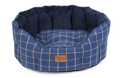 Navy Tweed Oval Snuggle Dog Bed by House of Paws