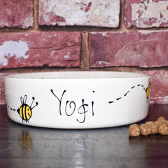 Personalised Busy Bee Dog Bowls | Personalised Dog Bowls