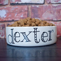 Personalised Doodle Dog Bowls | Black and White Dog Bowls