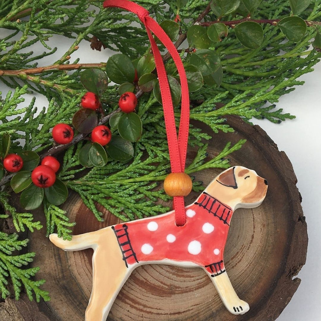 Personalised Handmade Ceramic Dog Christmas Decoration