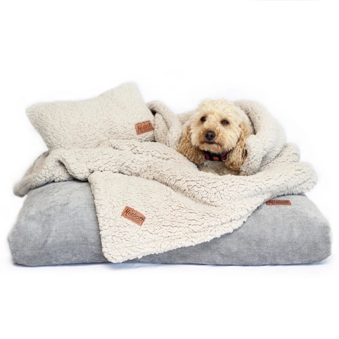Personalised Opulence Scandi Grey Luxury Dog Bed Set by Miaboo
