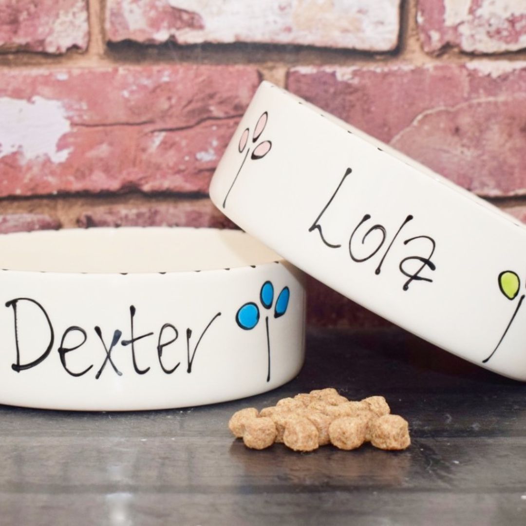 Personalised Petal Design Dog Bowls | Handmade Dog Bowls UK