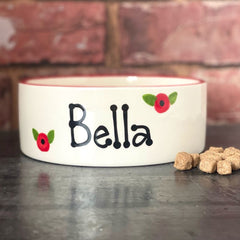 Personalised Poppy Design Dog Bowls | Handmade Dog Bowls UK