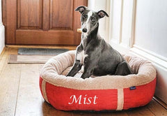 Personalised Red Fleece Donut Dog Bed