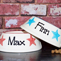 Personalised Slanted Dog Bowls Star Design