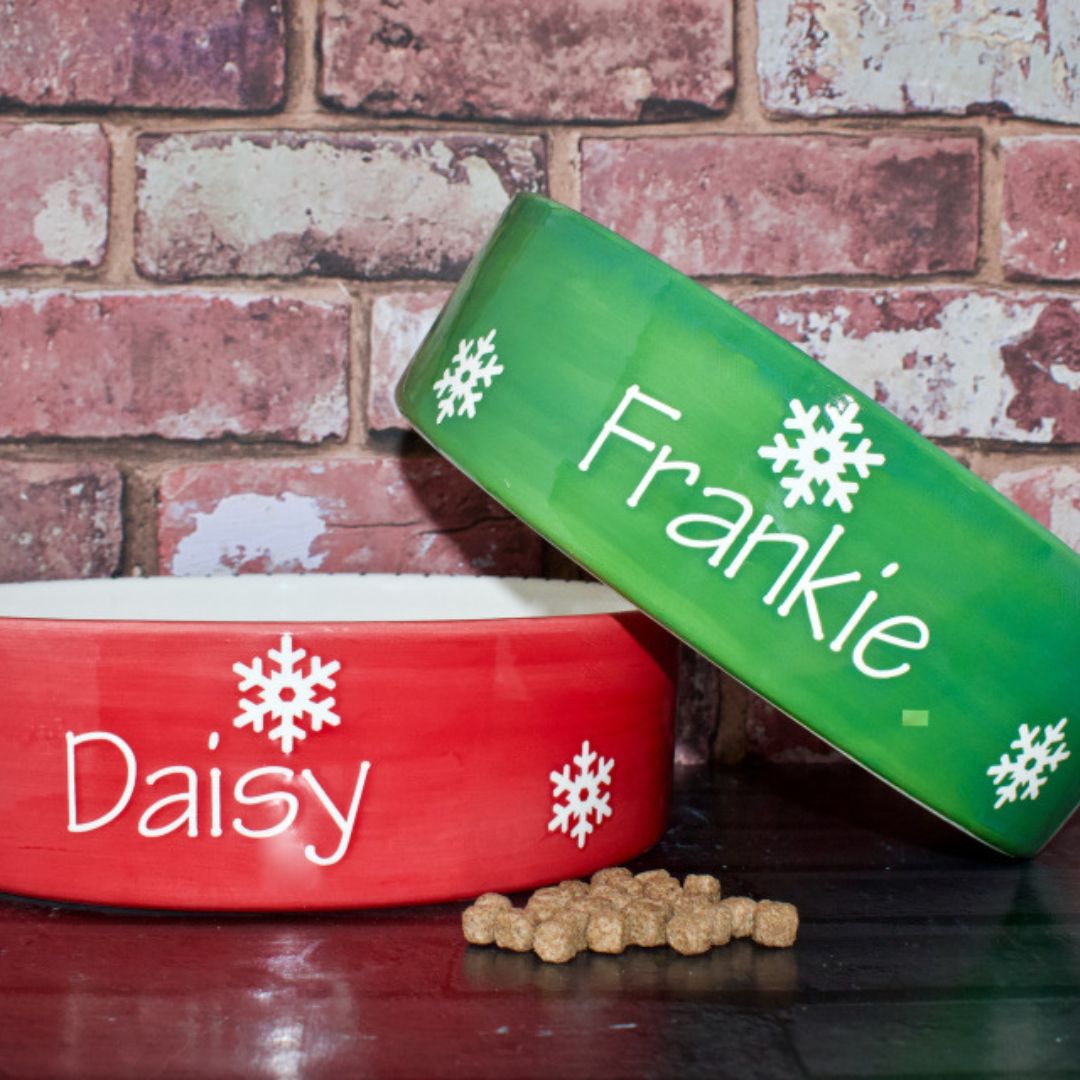 Personalised Snowflakes Dog Bowls | Christmas Gifts For Dogs