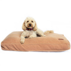 Personalised Tan Fleece Luxury Dog Bed Set by Miaboo