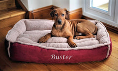 Personalised Winterberry Red Fleece Cradle Dog Bed