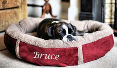 Personalised Winterberry Red Fleece Donut Dog Bed