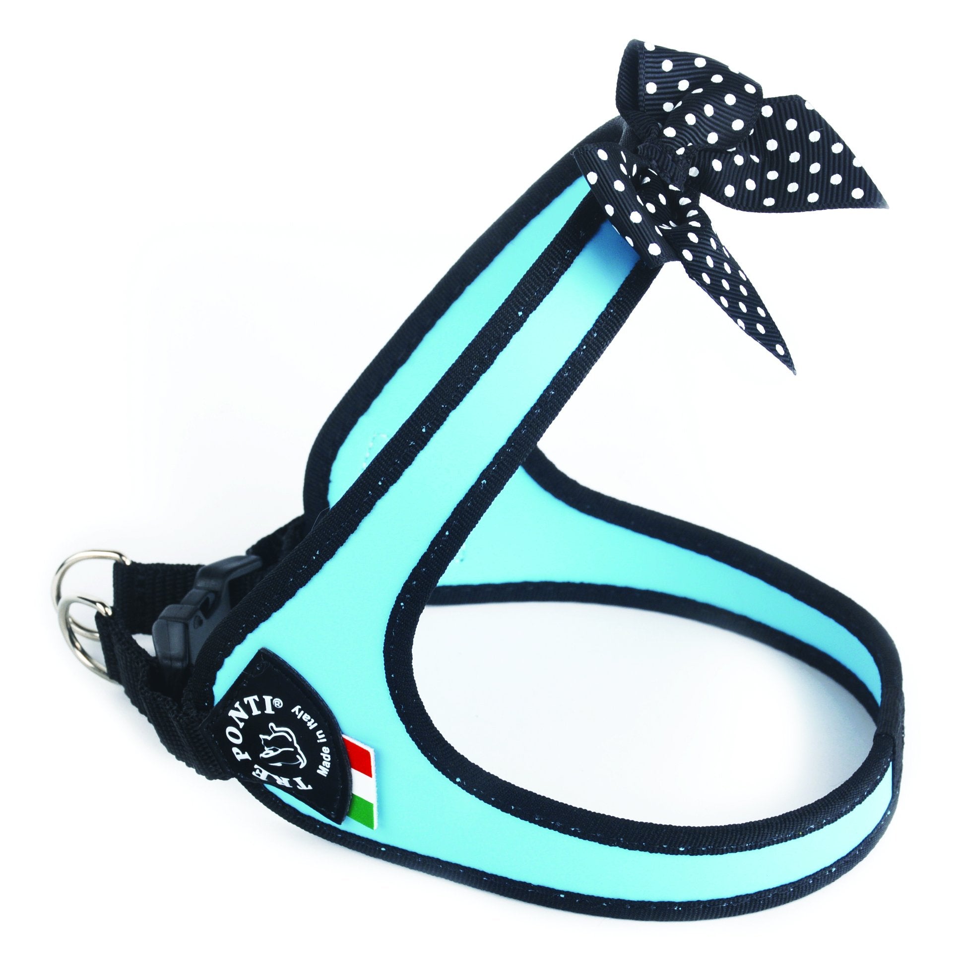 Tre Ponti Easy Fit Fashion Light Blue Dog Harness with Polka Dot Bow