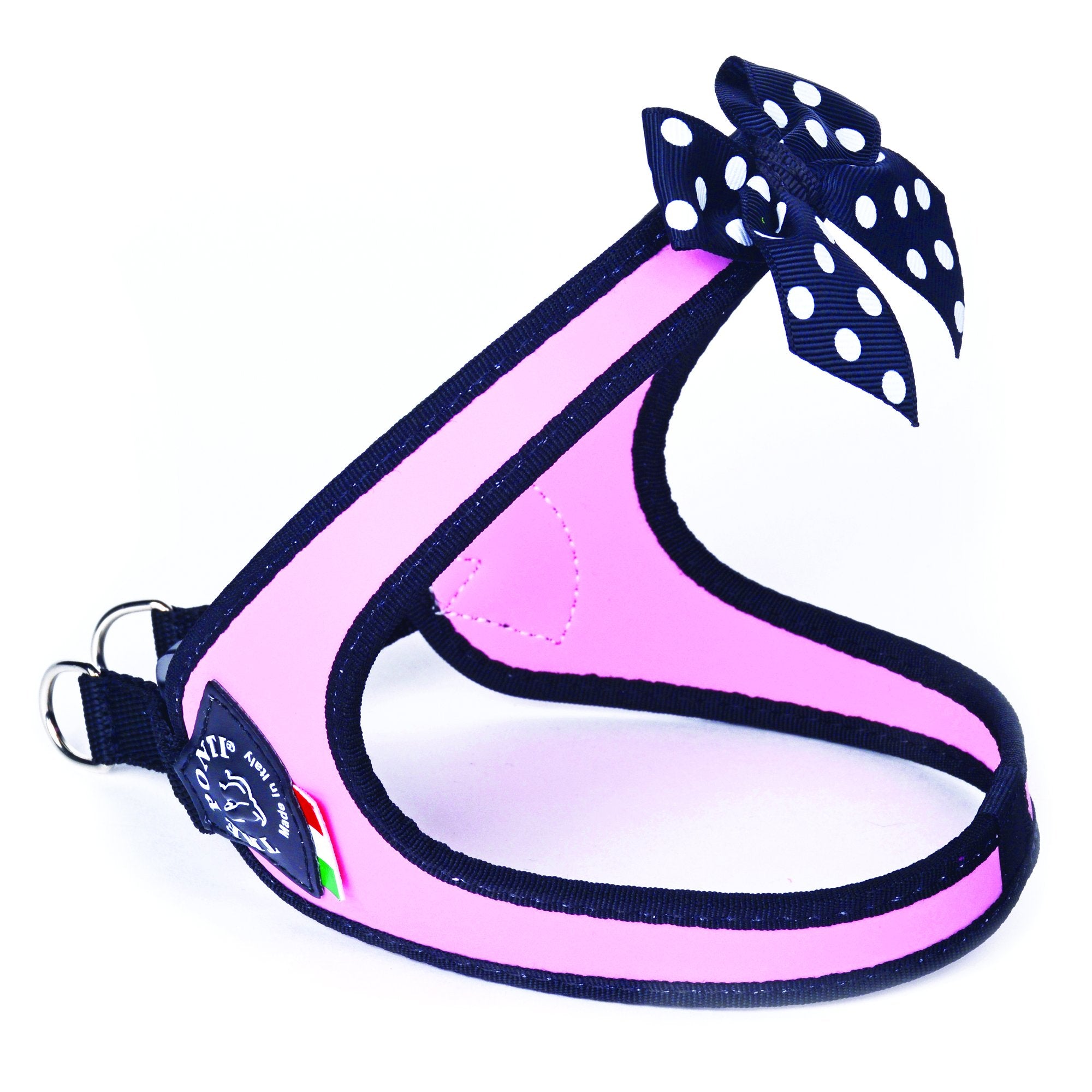 Tre Ponti Easy Fit Fashion Pink Dog Harness with Polka Dot Bow