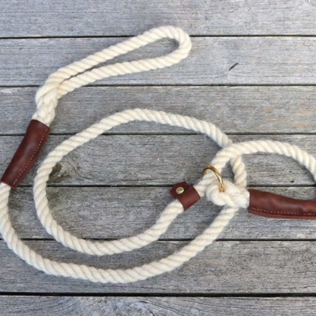 Pure White 100% British Wool Dog Slip Lead