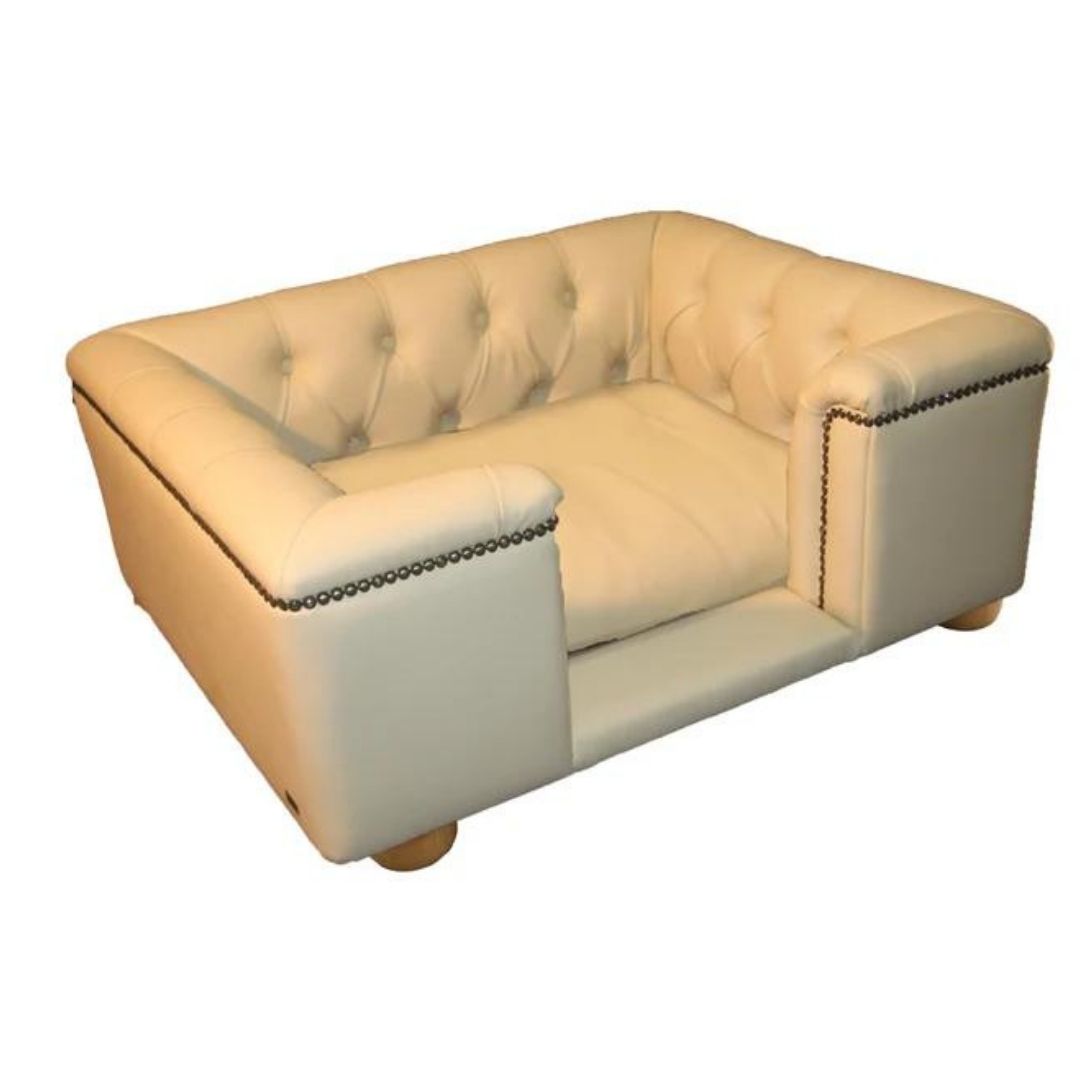 Sandringham Dog Sofa Chesterfield In Champagne Faux Leather
