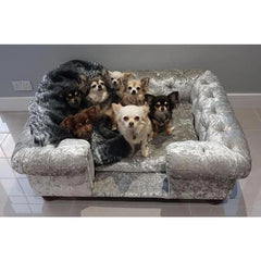 Scott's of London Balmoral Dog Chesterfield Silver Crushed Velvet